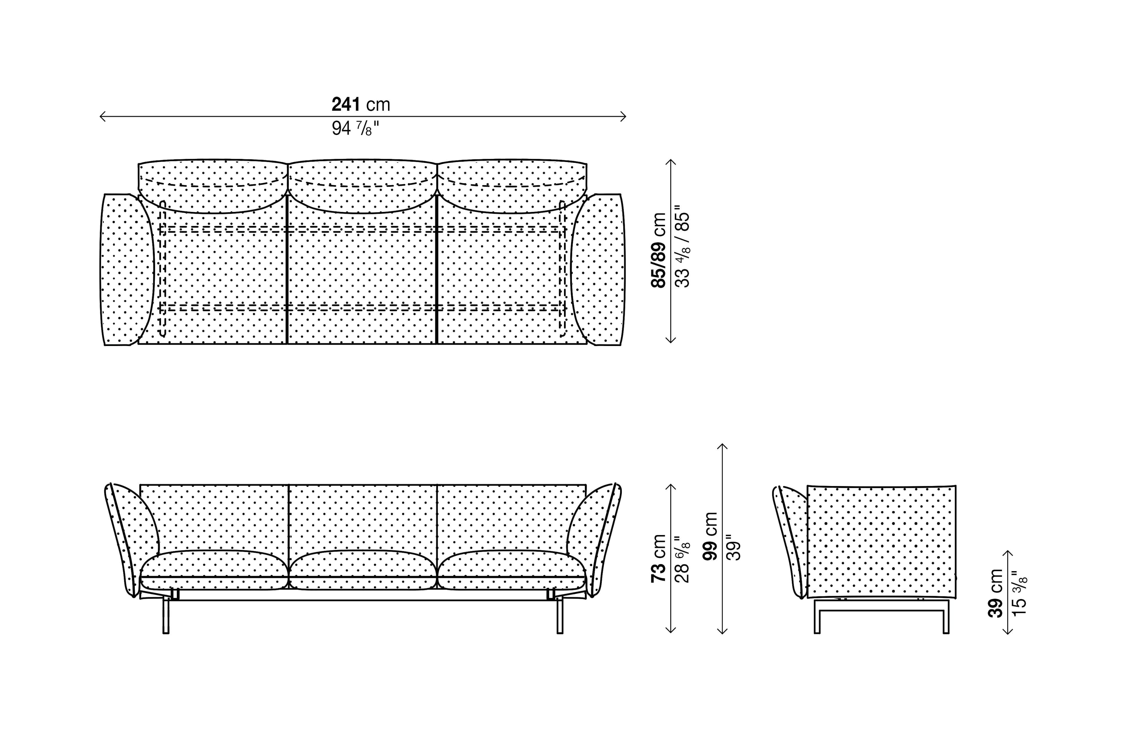 Billie 241 cm modular sofa dimensions